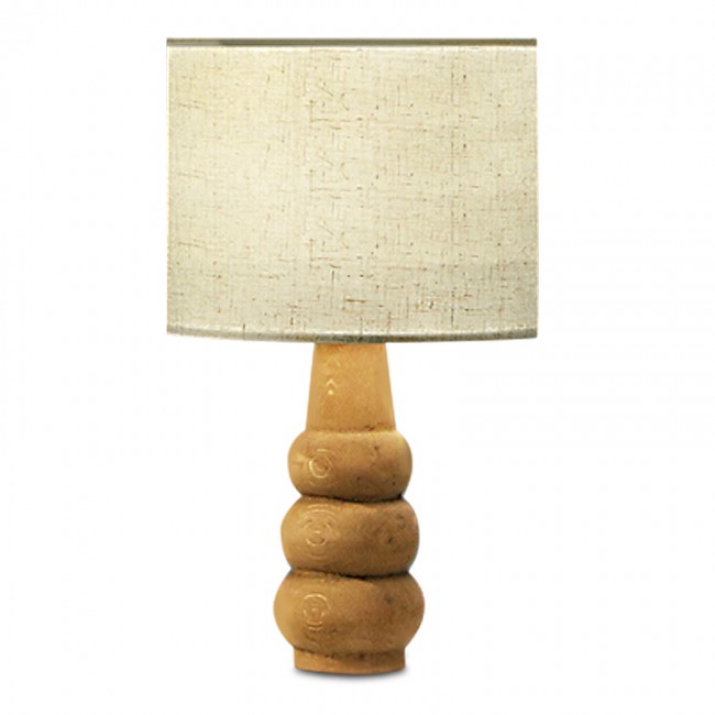 Φωτιστικό επιτραπέζιο Ginger Megapap E27 υφασμάτινο/Mdf χρώμα κρεμ/καφέ 19x16x30εκ.