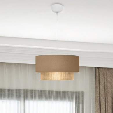 Lucifer Megapap Ε27 fabric ceiling lamp in beige color 30x15x70cm