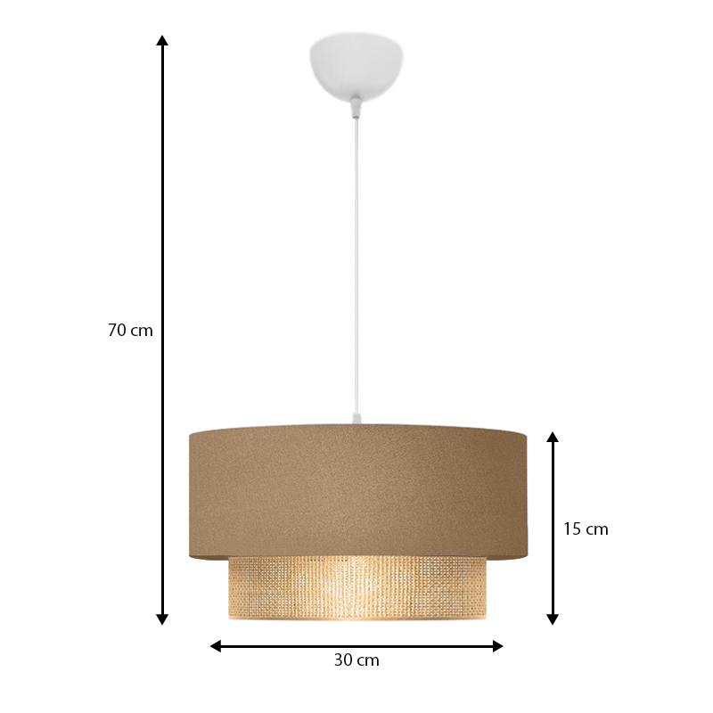 Lucifer Megapap Ε27 fabric ceiling lamp in beige color 30x15x70cm