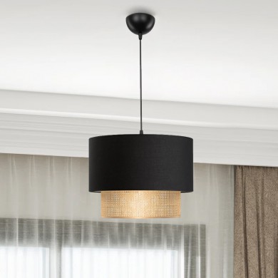 Lucifer Megapap Ε27 fabric ceiling lamp in black color 30x20x70cm
