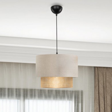 Lucifer Megapap Ε27 fabric ceiling lamp in cream color 30x20x70cm