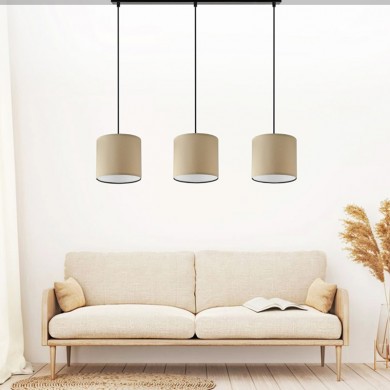 Morris Megapap E27 fabric three-light ceiling light in brown color 55x15x70cm