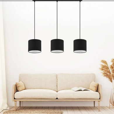 Morris Megapap E27 fabric three-light ceiling light in black color 55x15x70cm