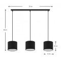 Morris Megapap E27 fabric three-light ceiling light in black color 55x15x70cm