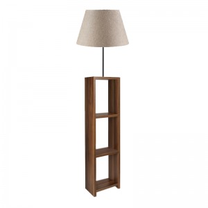 Φωτιστικό δαπέδου Launo Megapap υφασμάτινο Pvc/MDF χρώμα μπεζ/καρυδί 38x38x150εκ.