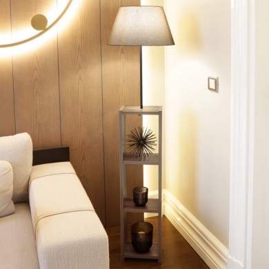 Launo Megapap Mdf/fabric/Pvc floor lamp in beige/walnut color 38x38x150cm.