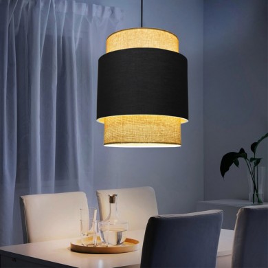 Holdon Megapap Ε27 fabric ceiling light in beige/black color 30x30x70cm