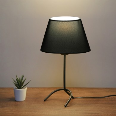 Dario Megapap E27 fabric/metal table light in black color Φ22x33cm.