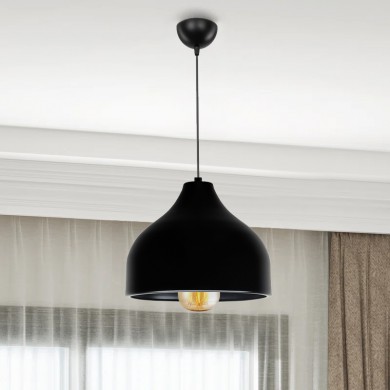 Damon Megapap E27 metallic ceiling lamp in black color Φ17x70cm.