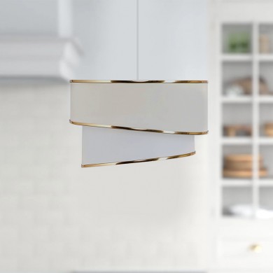 Fanny Megapap E27 fabric ceiling lamp in white - gold color Φ30x70cm