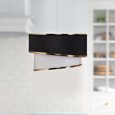 Fanny Megapap E27 fabric ceiling lamp in black - white color Φ30x70cm
