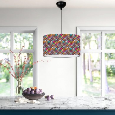 Alamea Megapap E27 fabric ceiling lamp multicolor victorian pattern Φ38x70cm.