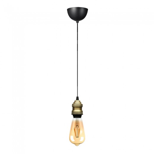 Φωτιστικό οροφής Rustic Megapap E27 μεταλλικό μονόφωτο χρώμα retro antique 100-120εκ.