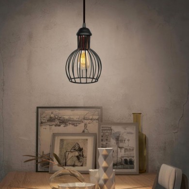 Manolia Megapap E27 metallic ceiling lamp in black color Φ15x100cm.