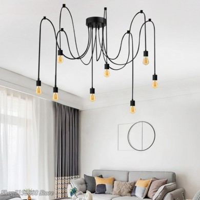 Ceiling lamp Octopus Megapap E27 eight-light color black 150cm.