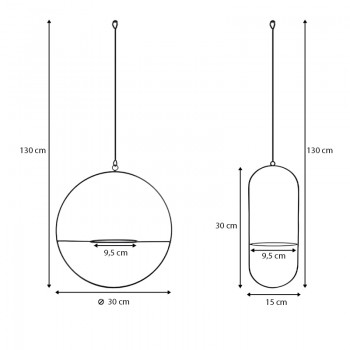 Βάση - ζαρντινιέρα κρεμαστή σετ 2τμχ μεταλλική για φυτά εσωτερικού και εξωτερικού χώρου χρώμα μαύρο Φ25εκ.