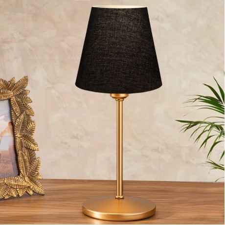 Santo Megapap E27  fabric pvc in black - gold color Ø13x37cm.