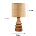 Tino Megapap E27 pe rattan/wooden table lamp in natural/brown color Ø15x32cm.