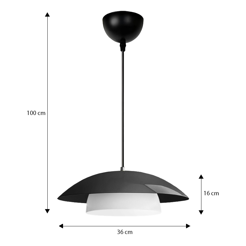 Eliora Megapap  E27 metallic ceiling lamp in black color Ø36x100cm.