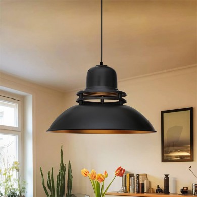 Gerek Megapap  E27 metallic ceiling lamp in black color Ø34,5x100cm.