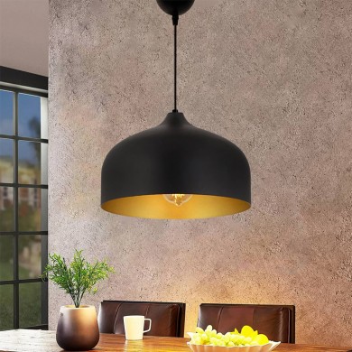 Malvin Megapap  E27 metallic ceiling lamp in black color Ø34x100cm.