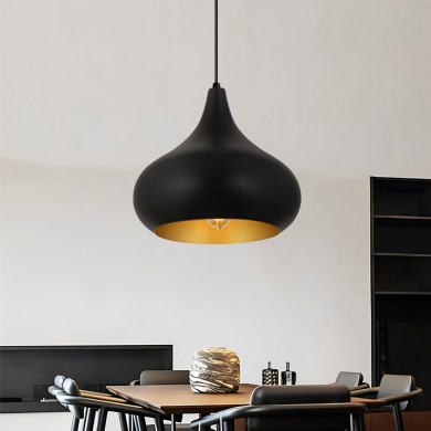 Meril Megapap  E27 metallic ceiling lamp in black color Ø33x100cm.