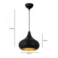 Meril Megapap  E27 metallic ceiling lamp in black color Ø33x100cm.