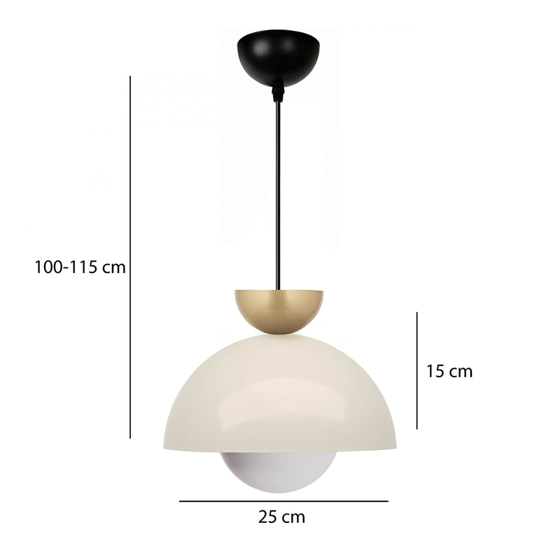 Marilia Megapap  E27 metallic ceiling lamp in white color Ø25x115cm.