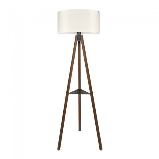 Φωτιστικό δαπέδου Thomas Megapap E27 Mdf/ύφασμα Pvc χρώμα καρυδί - κρεμ 38x38x135εκ.