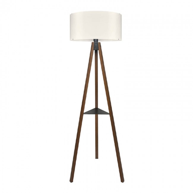 Φωτιστικό δαπέδου Thomas Megapap E27 Mdf/ύφασμα Pvc χρώμα καρυδί - κρεμ 38x38x135εκ.