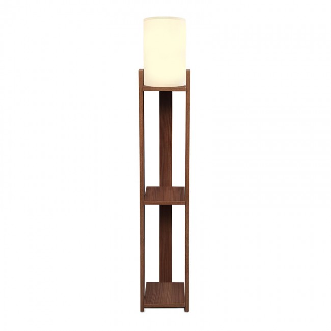 Φωτιστικό δαπέδου Verma I Megapap E27 Mdf/ύφασμα Pvc χρώμα καρυδί - κρεμ 18,5x18,5x142εκ.