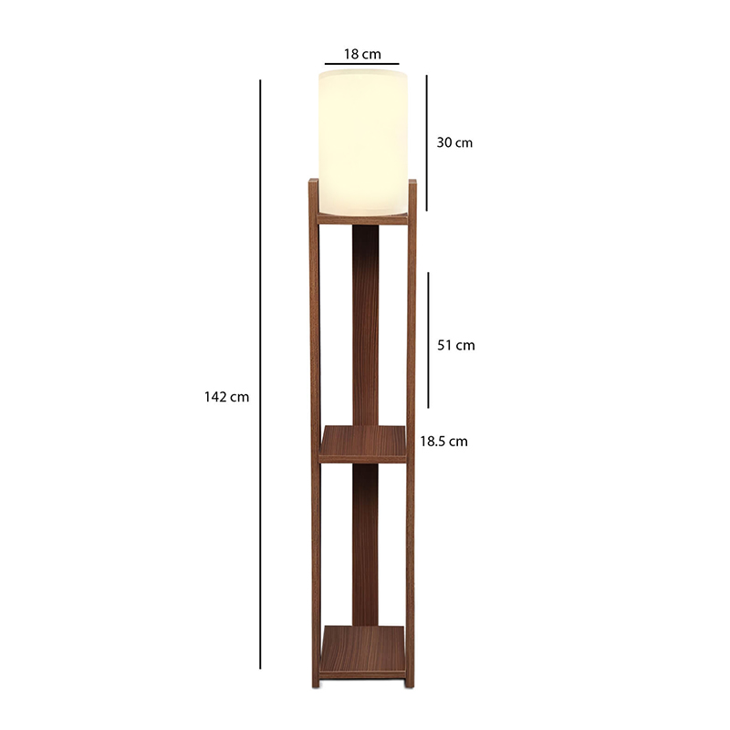 Verma I Megapap E27 MDF - Fabric pvc floor lamp in walnut - cream color 18.5x18.5x142cm.