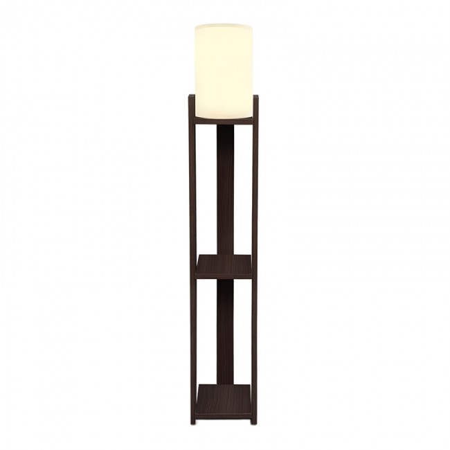 Φωτιστικό δαπέδου Verma I Megapap E27 Mdf/ύφασμα Pvc χρώμα wenge - κρεμ 18,5x18,5x142εκ.