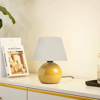 Alaska Megapap E27 metal - fabric pvc in yellow - cream color Ø22x30cm.