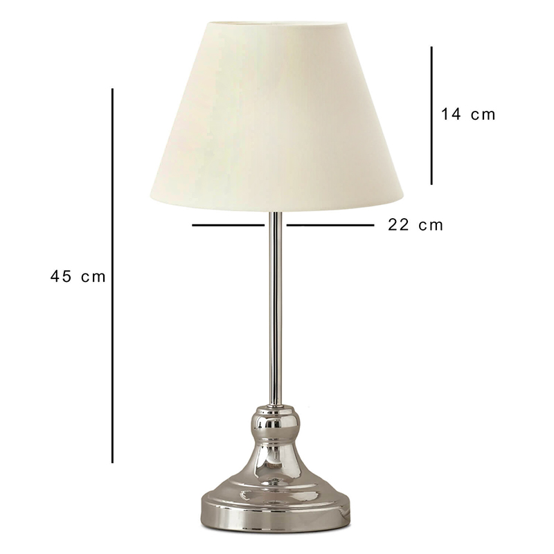 Grace Megapap E27 metal - fabric pvc table lamp in silver - cream color Ø22x45cm.