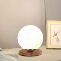 Onda Megapap E14 wooden - glass table lamp in natural - white color Ø15x22cm.
