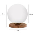 Onda Megapap E14 wooden - glass table lamp in natural - white color Ø15x22cm.