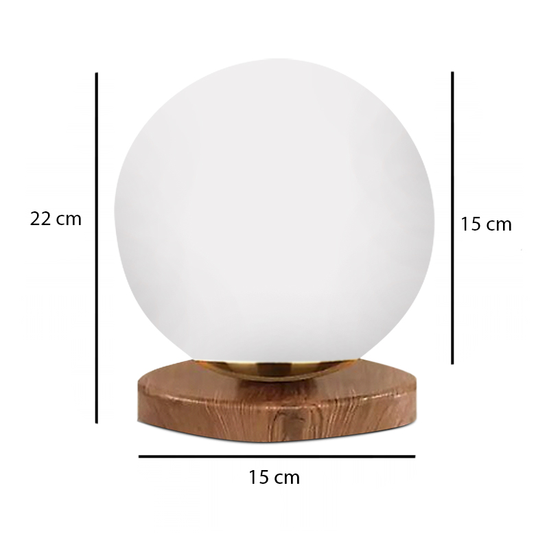 Onda Megapap E14 wooden - glass table lamp in natural - white color Ø15x22cm.