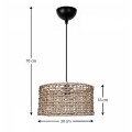 Montela Megapap E27 rope ceiling lamp in natural color Ø30x70cm.