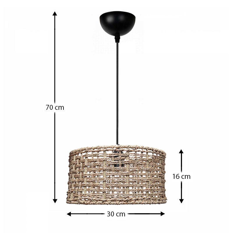 Montela Megapap E27 rope ceiling lamp in natural color Ø30x70cm.
