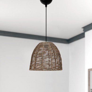Cascais Megapap E27 rope ceiling lamp in natural color Ø31x70cm.