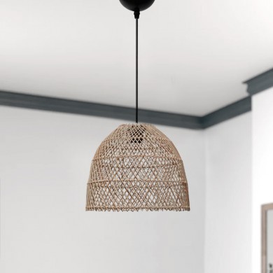 Miota Megapap E27 bamboo ceiling lamp in natural color Ø30x70cm.