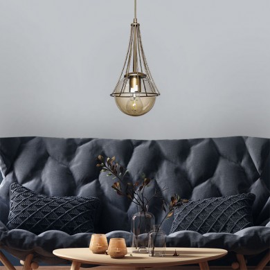 Chavi Megapap E27 metallic single-light ceiling light in golden color 18x18x75cm.