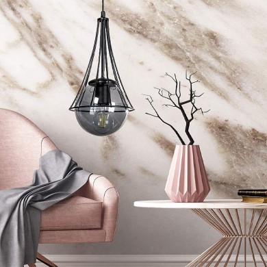 Chavi Megapap E27 metallic single-light ceiling light in black color 18x18x75cm.