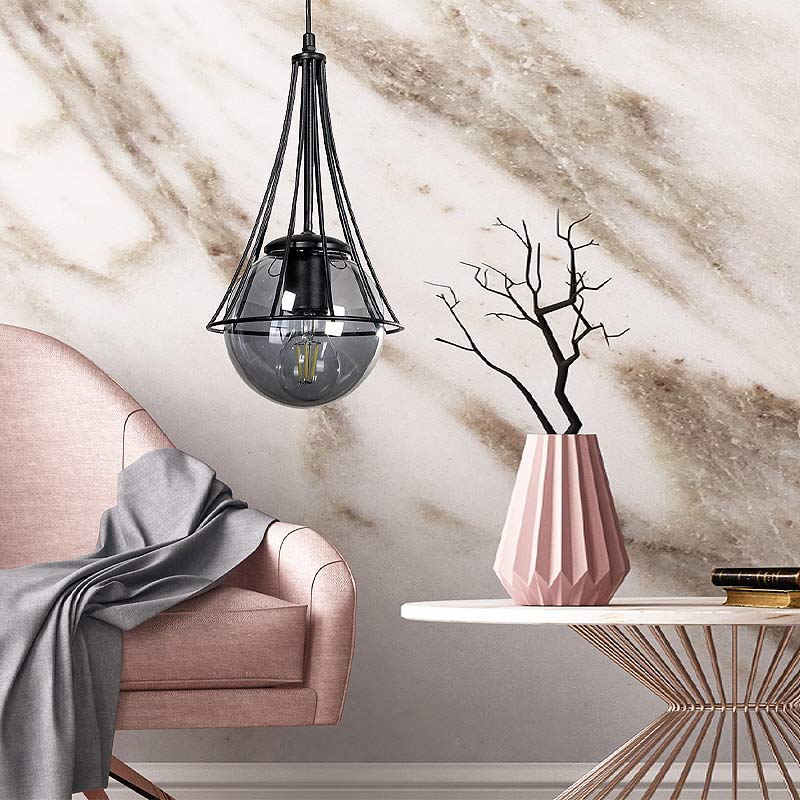 Chavi Megapap E27 metallic single-light ceiling light in black color 18x18x75cm.