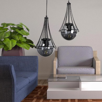 Chavi Megapap E27 metallic double-light ceiling light in black color 40x40x80cm.