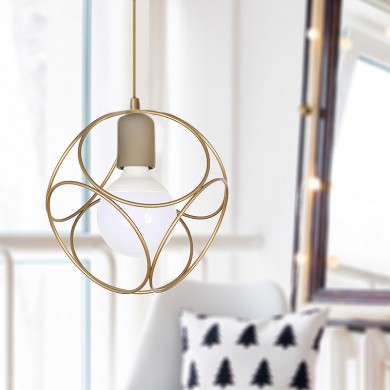 Lusita Megapap E27 metallic single-light ceiling light in golden color 20x20x70cm.