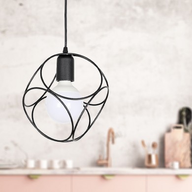 Lusita Megapap E27 metallic single-light ceiling light in black color 20x20x70cm.