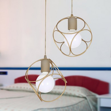 Lusita Megapap E27 metallic double-light ceiling light in golden color 35x35x70cm.