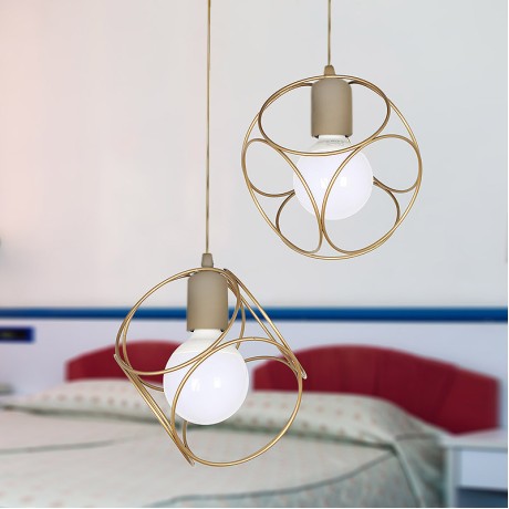 Lusita Megapap E27 metallic double-light ceiling light in golden color 35x35x70cm.